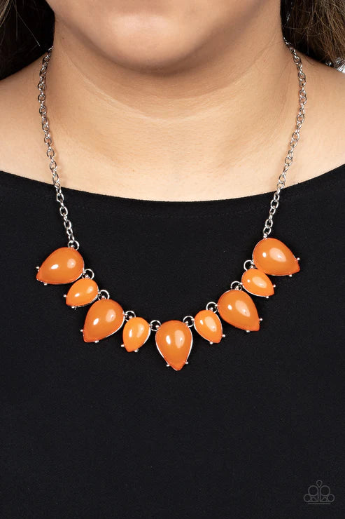 Pampered Poolside - Orange Necklace