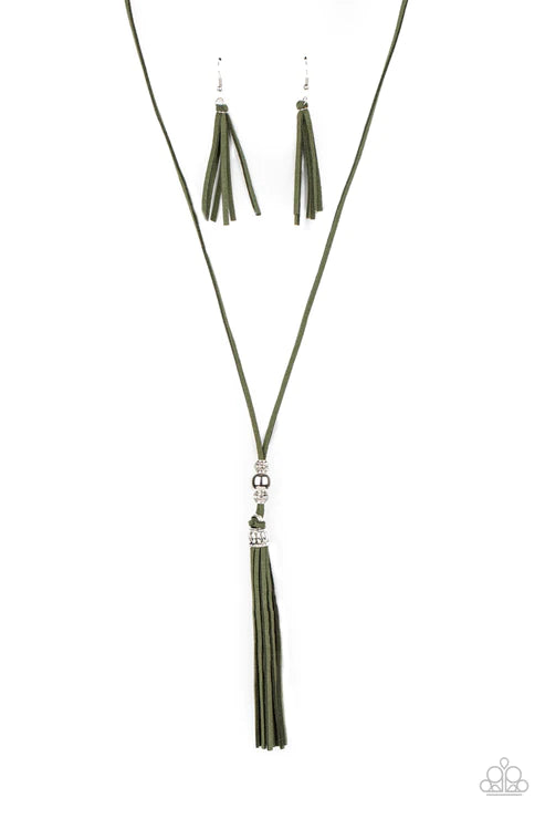 Hold My Tassel - Green  Necklace