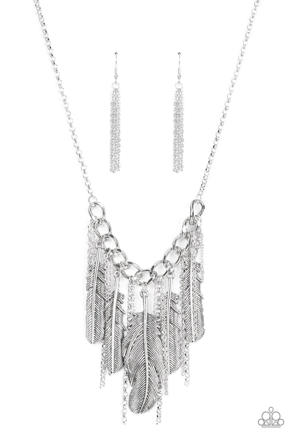 New NEST Friends Forever Silver Feather Necklace - Paparazzi Accessories