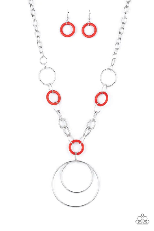 Paparazzi Necklace ~ HOOP du Jour - Red