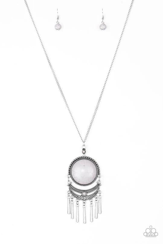 Paparazzi Rural Rustler White Long Necklace