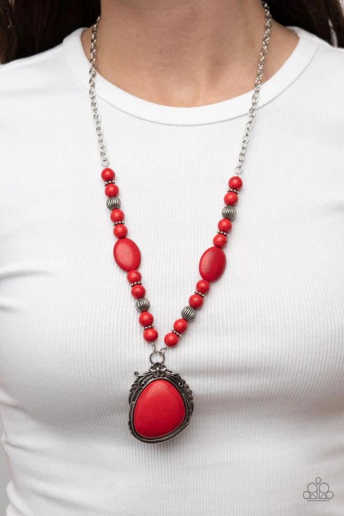 Paparazzi  Southwest Paradise - Red  Necklace