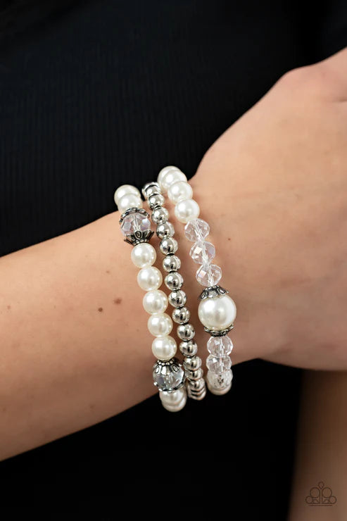 Paparazzi ♥ Positively Polished - White ♥ Bracelet