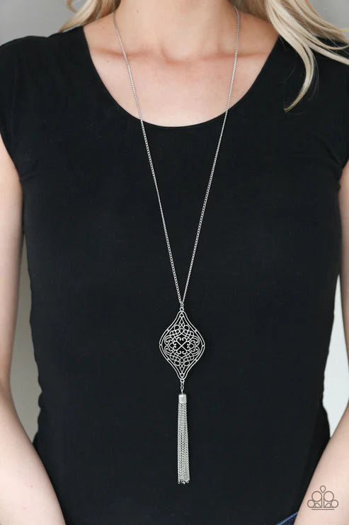 Totally Worth The TASSEL - Silver  Necklace