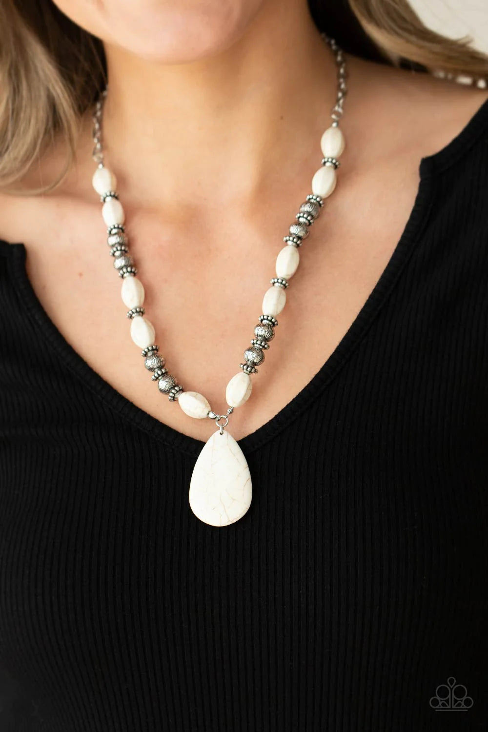 Blazing Saddles - White Paparazzi Necklace